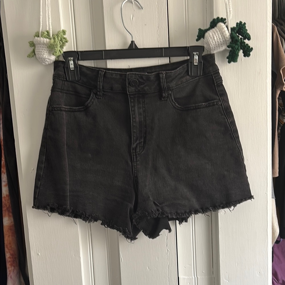 Black Frayed Hem Shorts